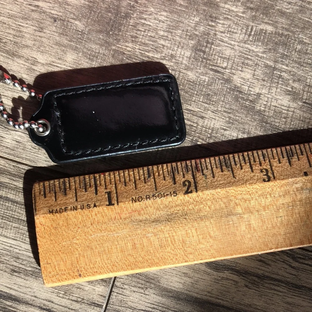 COACH black patent leather bag charm key chain replacement logo charm 2